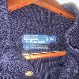 Polo Ralph Lauren Navy Cotton Sweater XXL – Button Collar